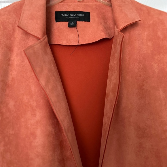 Marc New York Oversized Faux Suede Salmon Tan Women Coat Jacket Pockets Size M - Picture 3 of 13